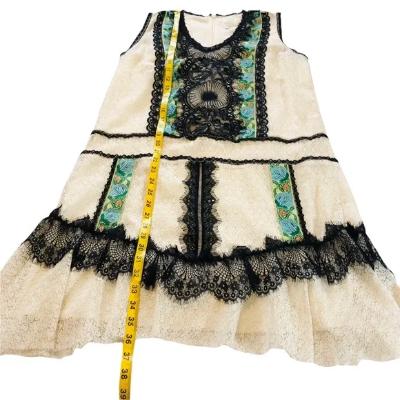 Anna Sui Embroidered Lace Eyelash Embellished Dress Size 8 - Picture 13 of 15